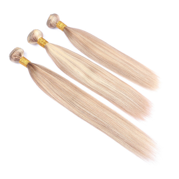 Piano #27 613 Highlight Human Hair Bundles 3Pcs Silk Straigh Ombre Honey Blonde Piano Mix Color Virgin Brazilian Human Hair Wefts Extensions