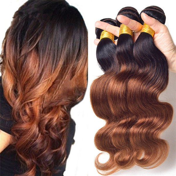 ombre brazilian hair 1b 33 brown two tone body wave 3 bundles brazilian virgin hair body wave cheap ombre bundles