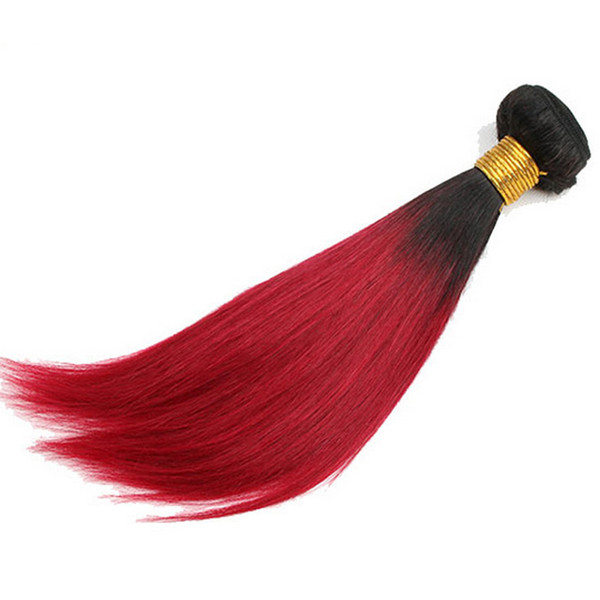 Weave Hair Bundle ombre Color 1b red straight Unprocessed straight Brazilian Peruvian Indian two tone color straight Human hair extensions