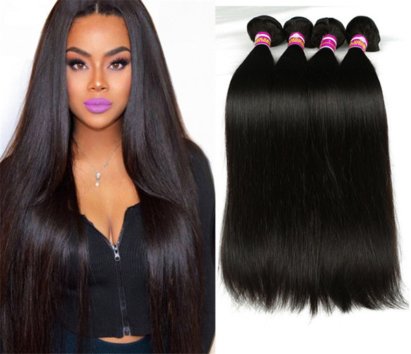 Z&F Natural Brazilian Hair Bundles Weave Bundles 100g/pc Straight Wave 8-28 Inch Remy Human Hair Black #BZHW02