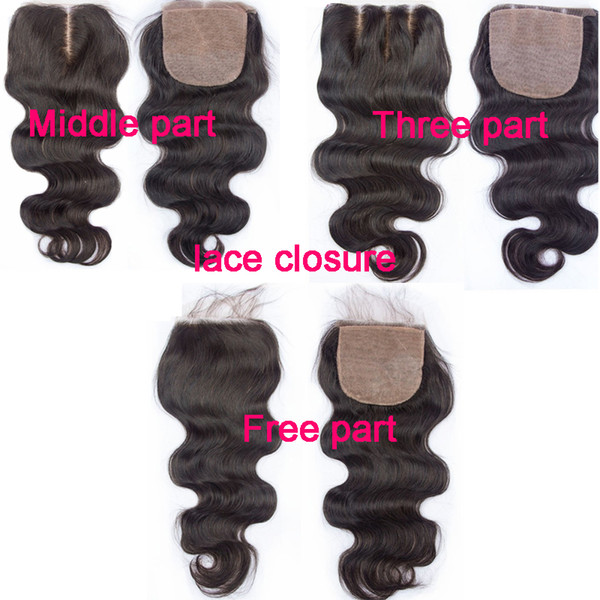 Hair Brazilian body wave lace closure middle part human hair lace closure 4*4