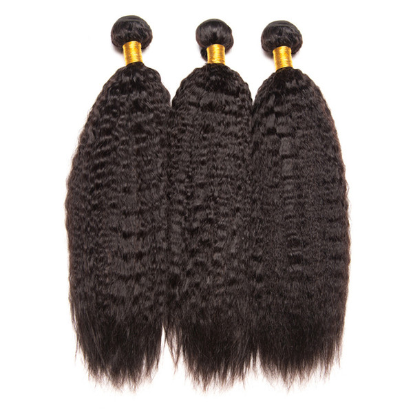 Top Quality Hair 1 Bundles Virgin Brazilian Yaki Straight Kinky Straight Hair Afro Kinky Human Hair Weave 10-30inch For Black Women