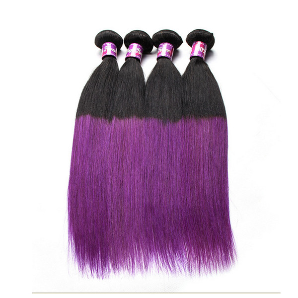 Ombre Hair Two tone Color 1b purple STRAIGHT Unprocessed Brazilian hair Peruvian Indian Ombre Human hair extensions