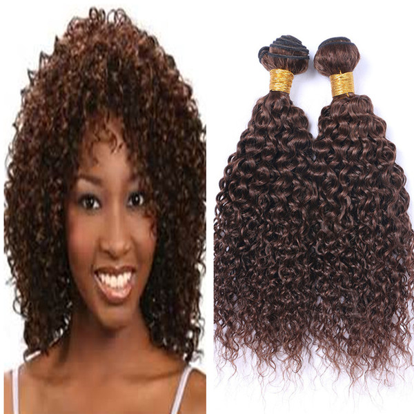 Deep Wave Brown Hair Weft High Quality Products Deep Curly #4 Chestnut Brwon Hair Weaves Peruvian Virgin Human Hair Weaves