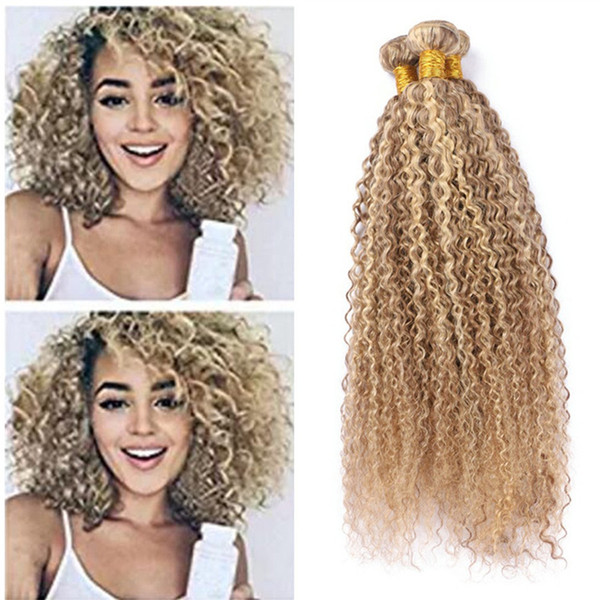 Piano 27 613 Human Hair Weaves Kinky Curly Wave Hair Extension Afro Kinky Curly Hair Extension Blonde Virgin Brazilian Bundles Fast 