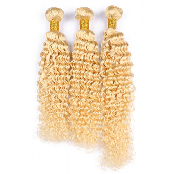 Blonde Deep Wave Human Hair Bundles 8A 613 Malaysian Virgin Unprocess Hair 3Pcs/Lot Deep Wave Curly Blonde Hair Weft