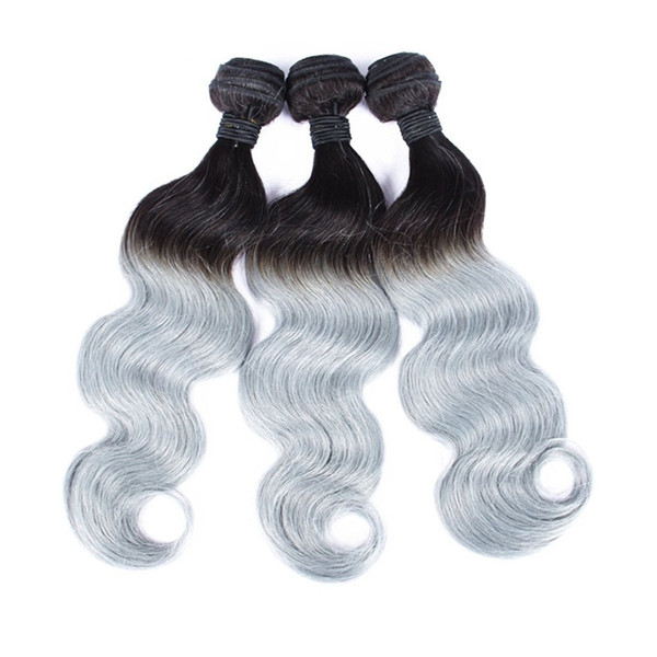 New Arrival 1B Grey Ombre Hair Weave 3 Bundles 10