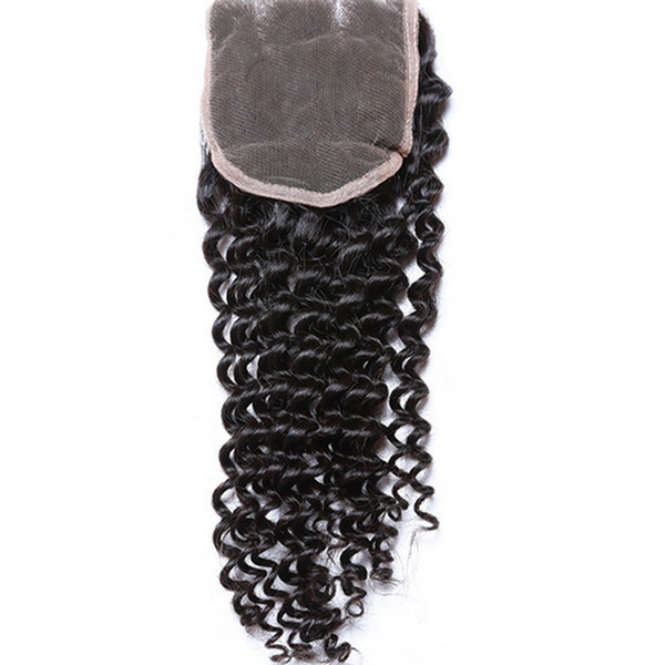 kinky curl lace closure Hair Brazilian kinky curly lace closure Malaysian Virgin Hair Closure 4*4 Soft Curly Human Hair swiss Lace