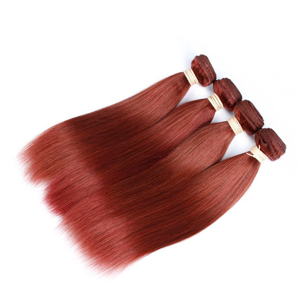 cheap auburn hair weave 100% unprocessed russian #33 straight human hair extensions 8-30inch 3 bundles sale