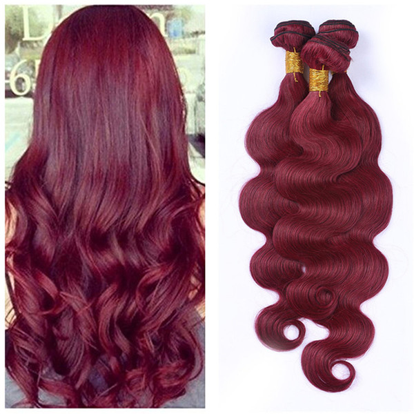 Burgundy Body Wave Human Hair Weaves 99j Hair Malasian Virgin Body Wave 3 Bundle For Black Women 99j Wine Red Bundles For Sale