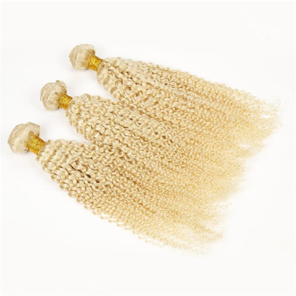 Kinky Curl Blonde Hair 8A Grade Hair High Quality Blonde Hair Extension Raw Indian Human Blonde Bundles