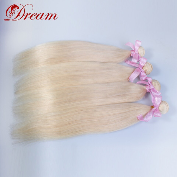 Dream 8A Unprocessed Virgin Human Hair 613# Blonde Silky Straight Wefts Weaves Bundles Unprocessed Human Hair 8-30