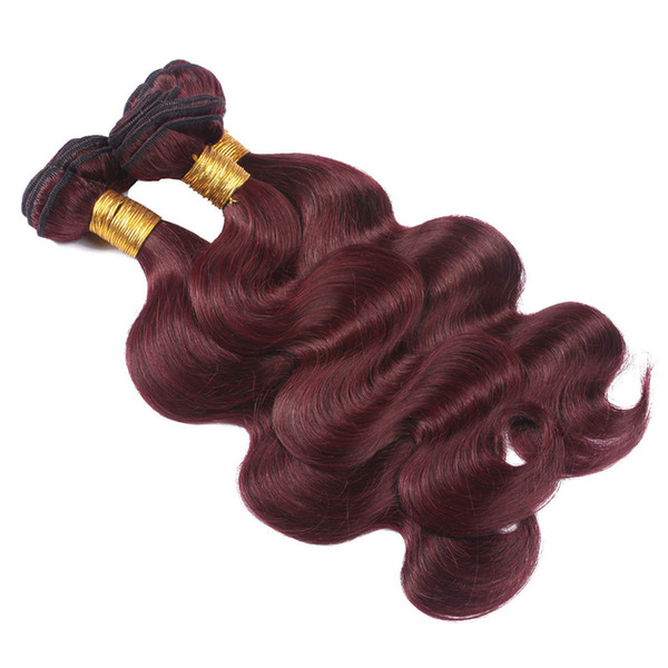 Unprocess Hair 8a Grade 99j Body Wave Bundles 3Pcs Deals Virgin Malaysian Human Hair Extension Weaves Wine Red Hair For Black Women