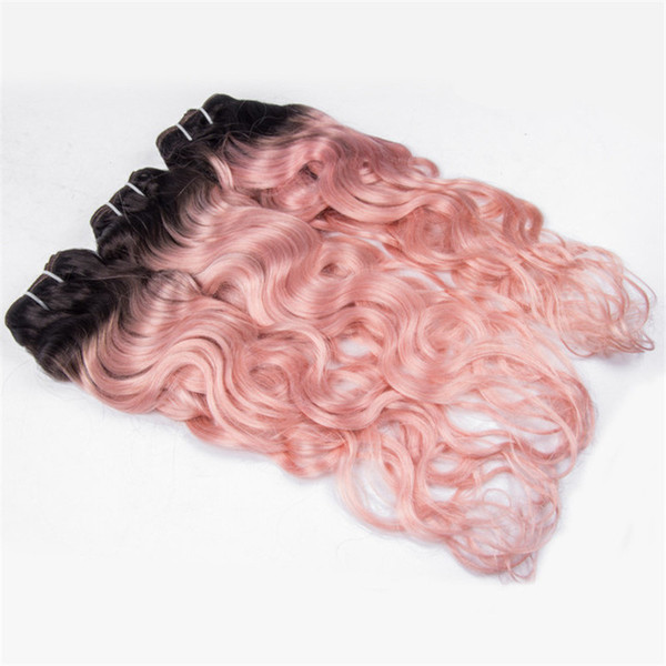 Pink Human Hair Weaves Two Tone 1b Pink Wet Wavy Hair Extensions 3Pcs/Lot Ombre Deep Wave Peruvian Virgin Hair Bundles