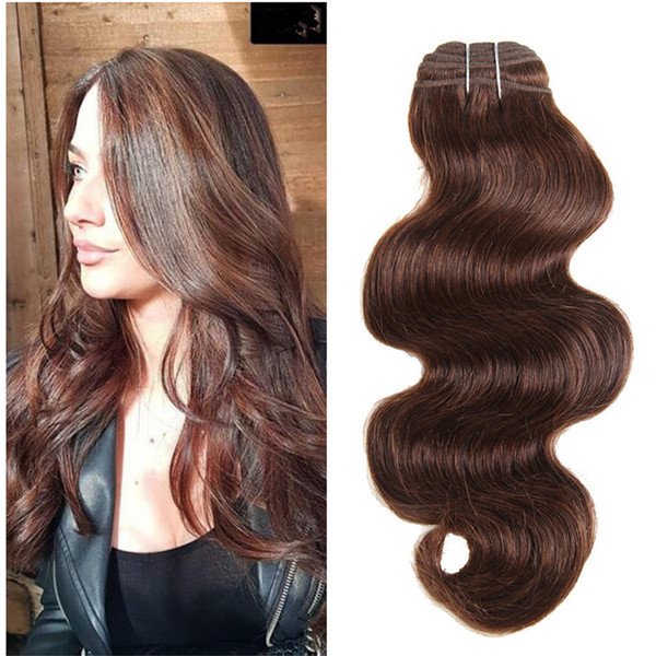 8A Grade Indian Body Wave Virgin Human Hair 3 Bundles Color #4 Light Chestnut Brown 100% Human Hair Body Wave Weaves 3Pcs Extensions