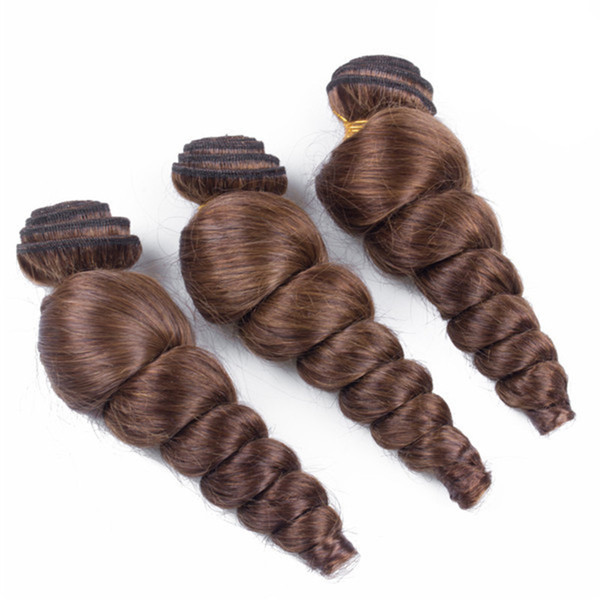 Middle Brown Brazilian Loose Wave Virgin Hair 3 Bundles Human Hair Extension Peruvian Malaysian Indian Cambodian Hair Weave Bundles