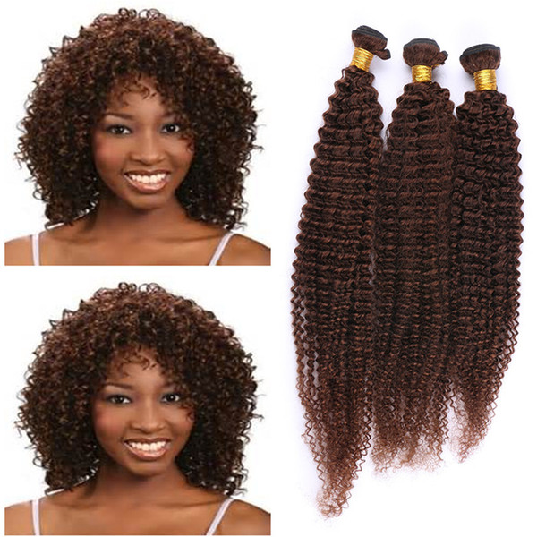 new arrival Kinky Curly #4 middle brown human hair brazilian afro kinky hair weft chestnut brown hair extensions for balck women