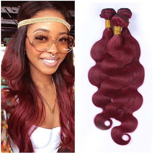 99j Body Wave Human Hair Bundles 3Pcs 10-30 Inch Wine Red Virgin Brazilian 8a Hair Body Wave Hair Extension Fast For Sale