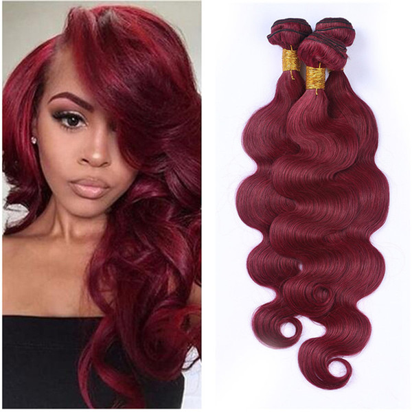 Bright Wine Red Human Hair Weaves Brazilian Virgin Human Hair Weaves 99j Body Wave Hair Extension 3Pcs/Lot