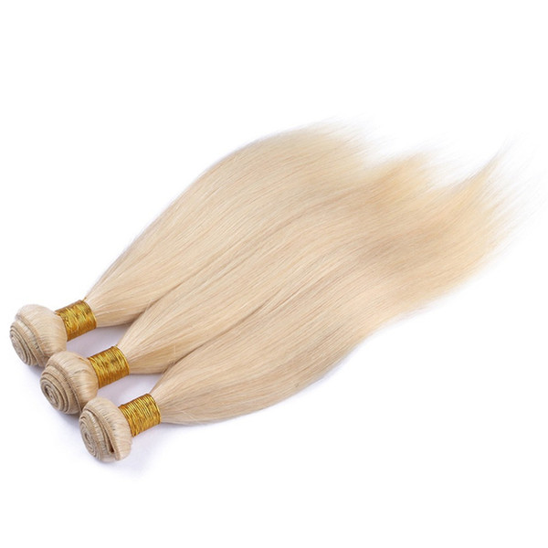 Blonde Virgin Human Hair Extension Peruvian Brazilian Malaysian Indian Remy Hair 613 Straight Hair Weft Unprocess Double Weft 3Pcs/lot