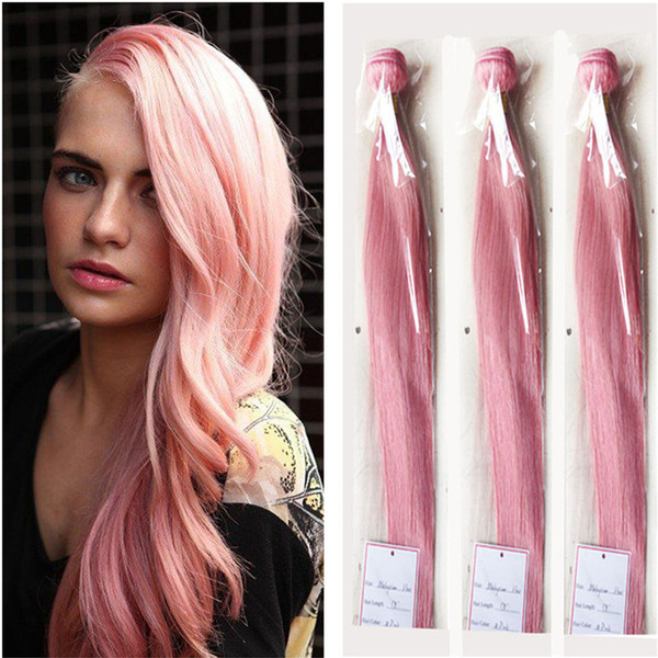 3Pcs Lot 8A Brazilian Pink Hair Bundles 10