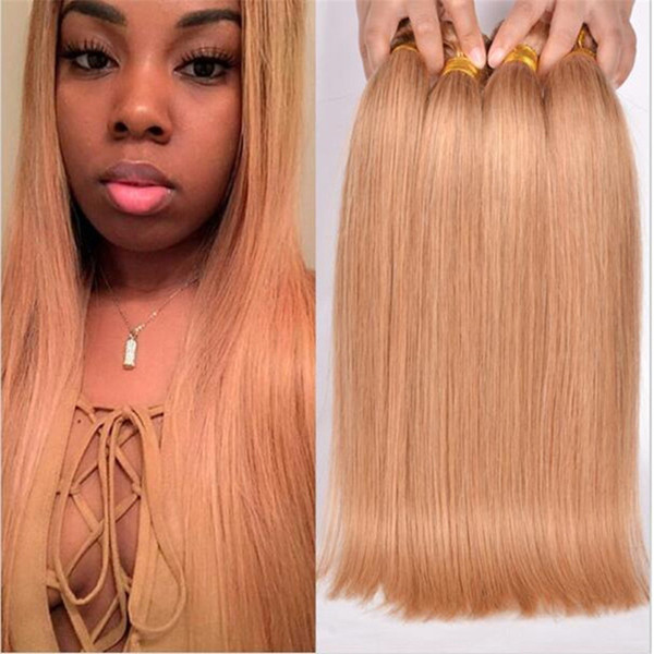 9A Honey Blonde Brazilian Hair Silk Straight 27# Blonde Russian Hair 3 Bundle Deals Unprocessed Human Hair Honey Blonde Weave