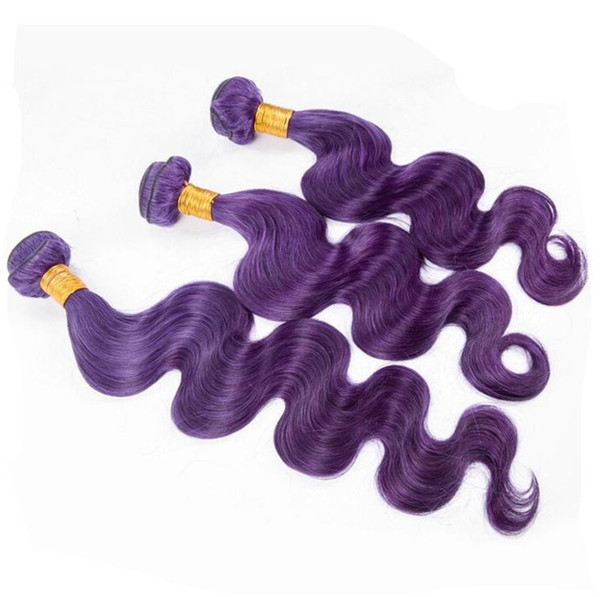 New Arrival Body Wace Purple Human Hair 3 Bundles Brazilian Virgin Hair Popular Purple Color Hair Weaves For Sale Free Shippng