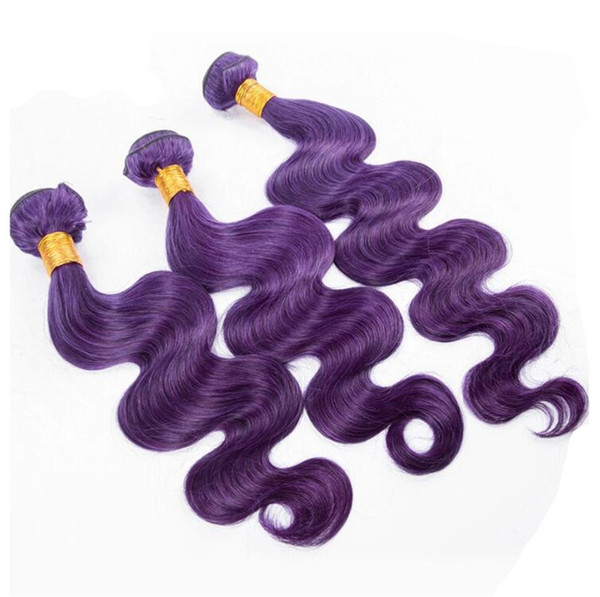 Unprocessed Virgin Human Hair Purple Body Wave Wefts Weaves Bundles Malaysian Virgin Hair Length 8-30