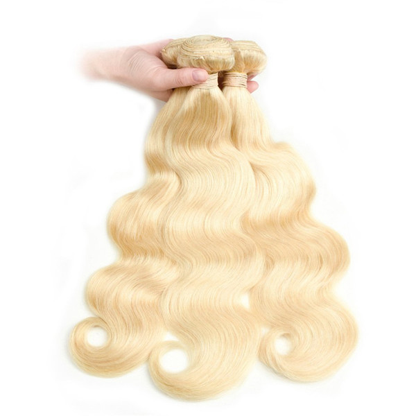 New Arrival 100% 9A Blonde 613# Russian Brazilian Virgin Hair Body Wave Human Hair Weaves 3 Bundles 300G Lot For Head