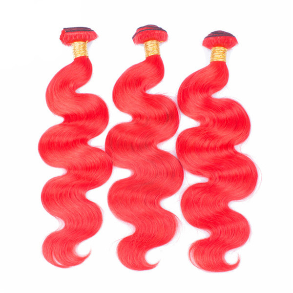 Human Hair Weave Body Wave Wavy Red Color Hair Extension 3Bundles Virgin Hair For Black Women Free and Fast 