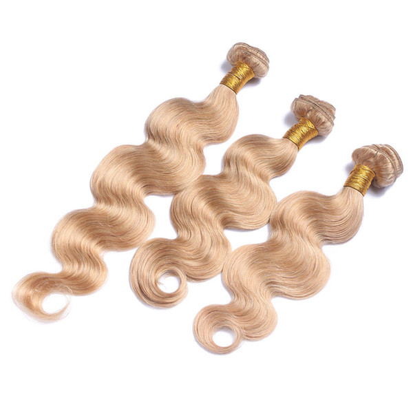 Brown Blonde Human Hair Bundles 3Pcs #27 Body Wave Hair Extension Honey Blonde Hair Weaves Raw Indian Remy Bundles