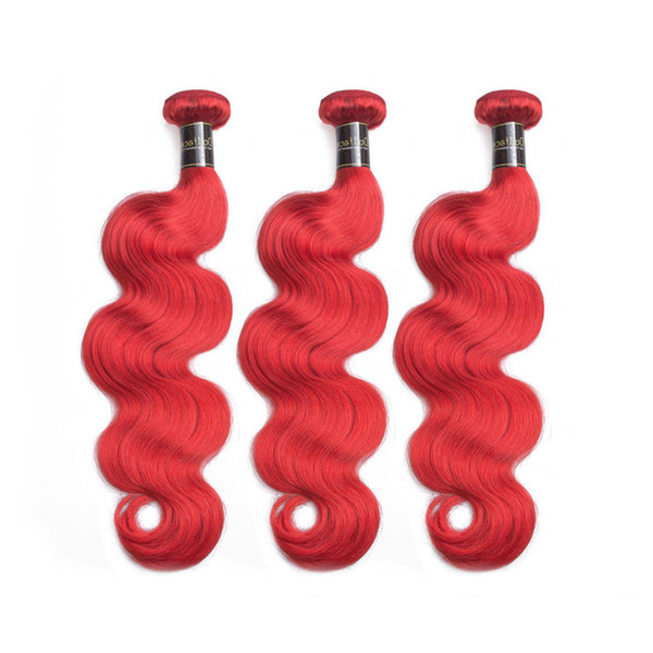 Body Wave Red Hair Bundles Brazilian Indian Malaysian Virgin Hair Extension Pure Color Red Body Wave Hair Bundles High Quality Fast 