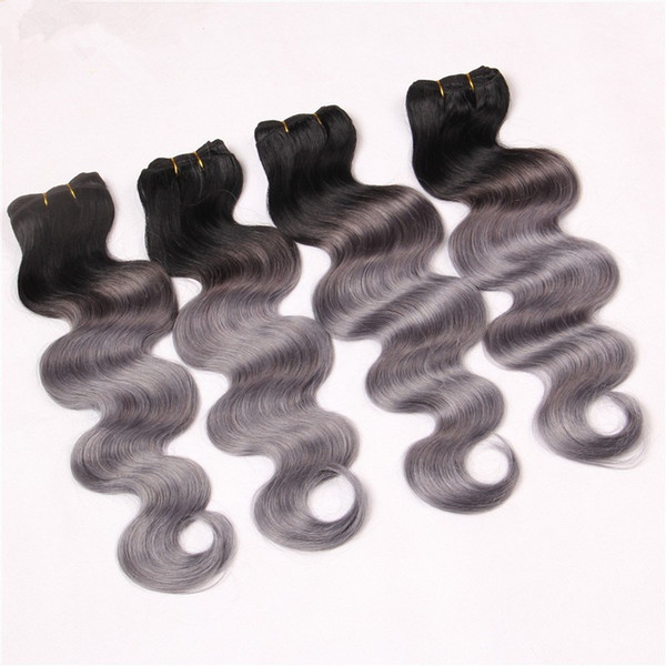 New Arrive Sliver Grey Hair Bundles Two Tone Colored Gray Human Virgin Malaysian Hair Bundles Ombre Body Wave Hair Bundles