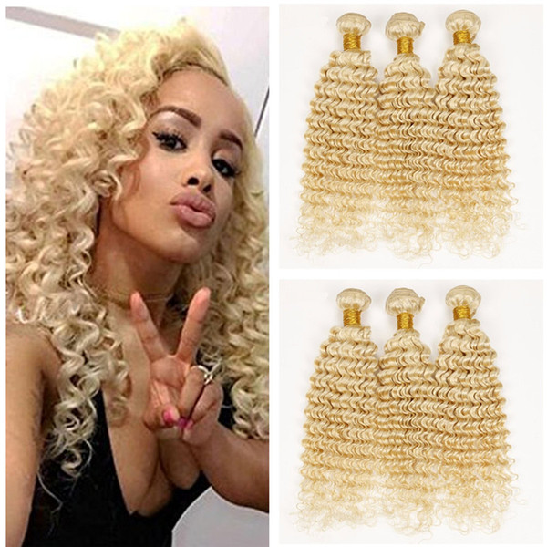 deep wave style virgin brazilian 613 hair extensions blonde deep curly 3pcs lot honey lightest blonde hair bundle peruvian virgin hair deep