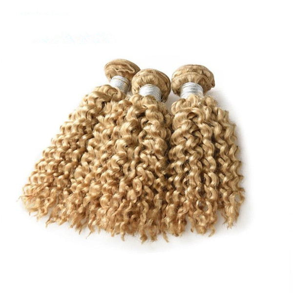 Blonde Kinky Curly Hair Extension #613 Kinky Curly Brazilian Virgin Remy Hair Extension Kinky Wavy 3 Bundles Deals Fast Ship For Black Women