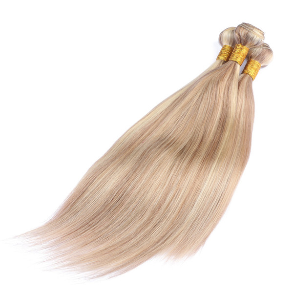 New Arrive Piano Color 27 613 Blonde Straight Human Hair Weaves Highlight Mixed Honey Blonde Brazilian Virgin 3 Bundles Wefts