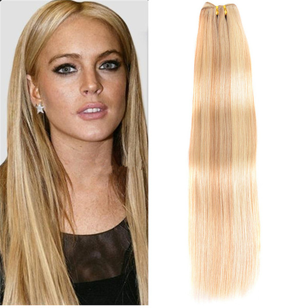 Straight Human Hair Weaves 27 613 Blonde Hair Strawberry Blonde Mix Blonde Hair Extension 3Pcs/lot Indian Remy Straight Bundles