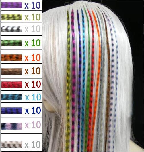 Colorful 10000pcs/lot Length 16inch 40cm 14 colors Synthetic Available Grizzly Loop Feather Hair Extensions Hairpiece