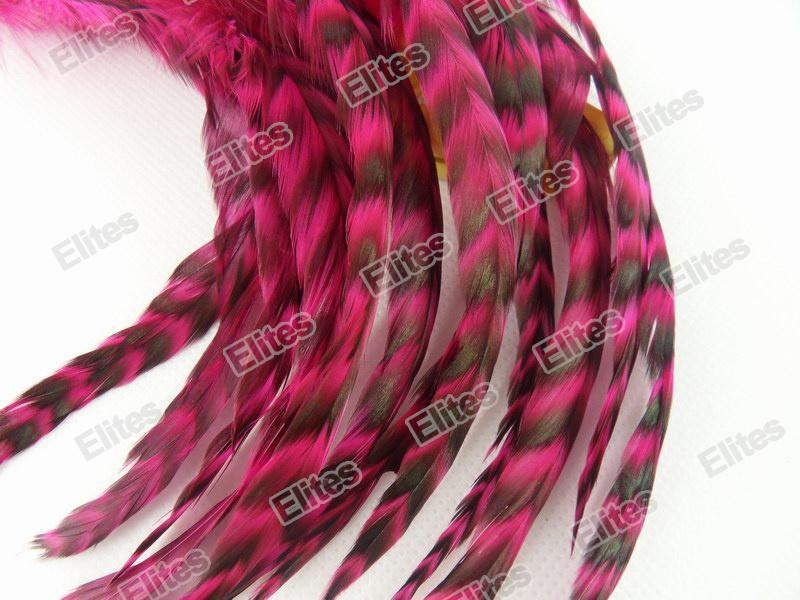 Grizzly Rooster Feather Hair Extension 100pc Feathers Extensions + 1 Needle + 200 Beads GRF001 #4