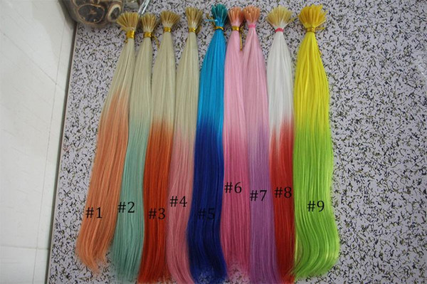 Wholesale Colorful Hair Extension 16inch Ombre Color Synthetic Hair Product prebond hair extension pack with Free tools