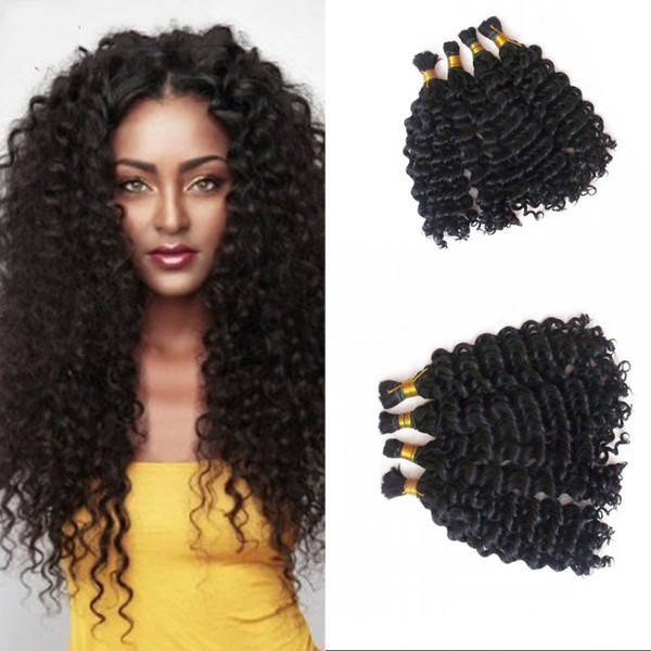 High Quality Brazilian Deep Wave Human Hair Extensions 4 Bundles Natural Color Human Braiding Hair Bulk G-Easy