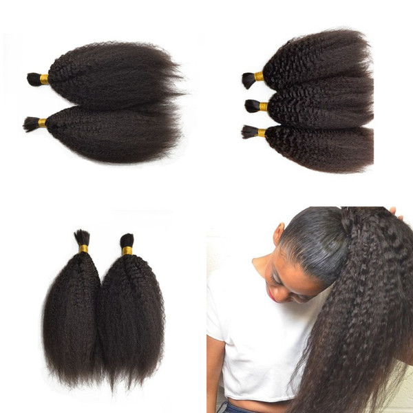 Kinky Straight Hair Bulk Brazilian Human Hair 3pcs Braiding Hair Bulk for Black Women 8-28inch G-EASY