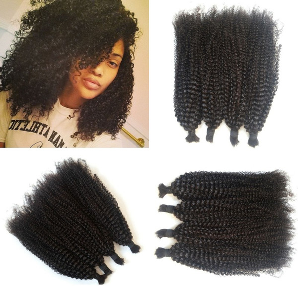 Burmese Hair Bulk No Weft No Attachment Kinky Curly Human Bulk Hair For Braiding 4 Bundles FDshine HAIR