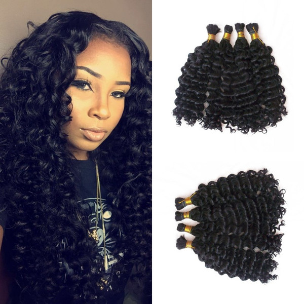 Brazilian Human Hair Bulks 4 Bundles Deep Wave 100 Unprocessed Bulk Hair For Braiding High Quality FDshine HAIR