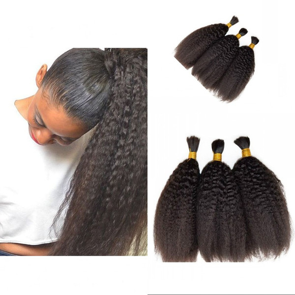 Wholesale Cheap Peruvian Kinky Straight Human Hair Bulk For Braiding Hair 3pcs No Weft No Tangle No Shedding G-EASY