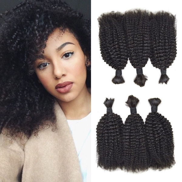 100% Natural Cuticle Hair Kinky Curly Bulk For Braiding Hair 8-26 Inch No Tangle No Shedding For Black Women