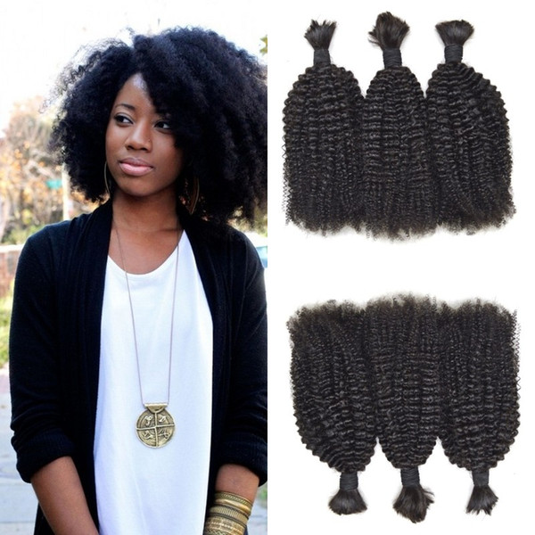 Afro Kinky Curly Human Hair Bulk For Braiding Hair No Weft Natural black non processed for black women top grade FDSHINEHAIR