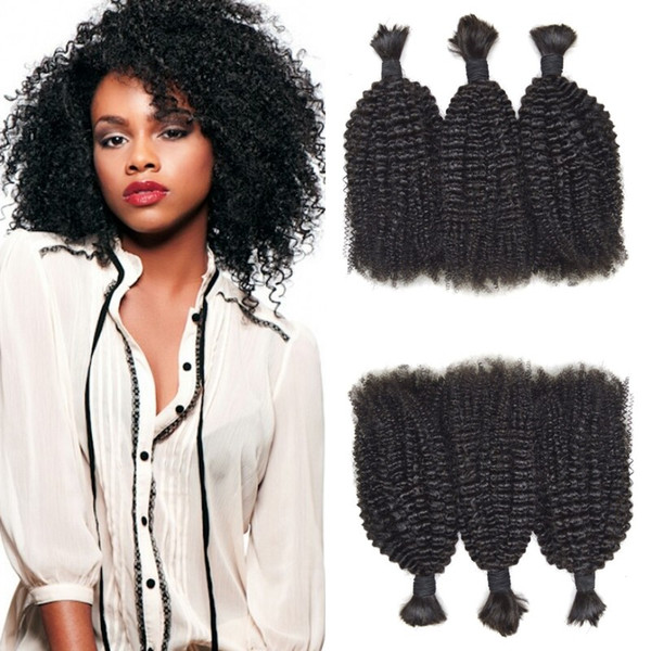 Peruvian Human Hair Afro Kinky Curly Bulk For Braiding 3 Bundles For Black Women Natural Black FDshine HAIR