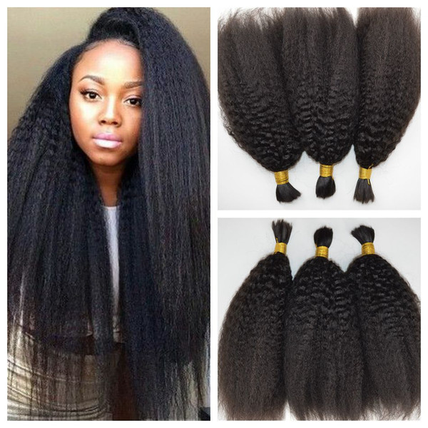 Peruvian Afro Kinky Straight Human Braiding Hair Bulk No Weft Italian Coarse Yaki Bundles Crochet Hair Extensions LaurieJ Hair