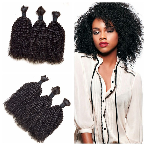 Human Braiding Hair Bulk Peruvian Human Hair Braiding Bulk No Attachment Afro Kinky Curly Braiding Hair 3Pcs Lot